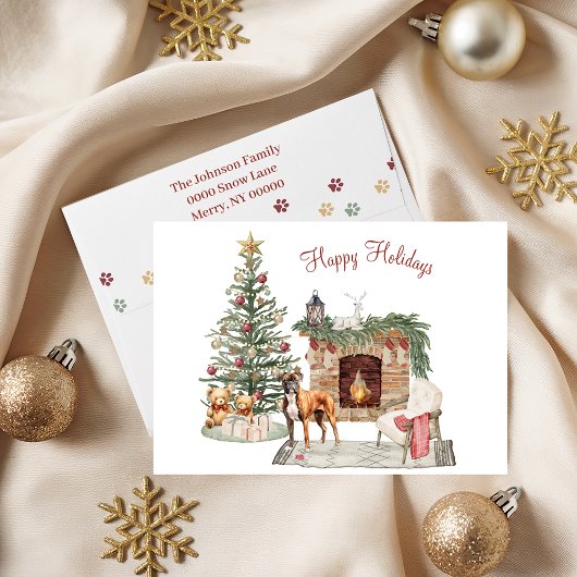 Cartes Pour Fêtes Annuelles Joyeux Pawlidays Design de Chien- Boxer