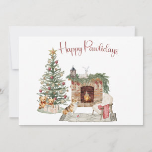 Cartes Pour Fêtes Annuelles Joyeux Pawlidays Design de Chien - Corgi