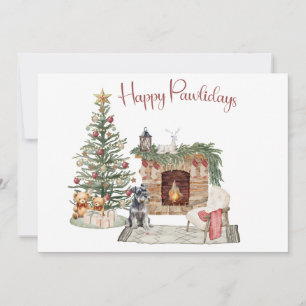 Cartes Pour Fêtes Annuelles Joyeux Pawlidays Design de Chien - Schnauzer Nain