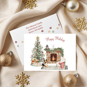 Cartes Pour Fêtes Annuelles Joyeux Pawlidays Design de Chien - Sheltie