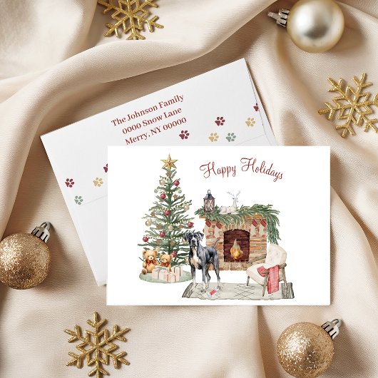 Cartes Pour Fêtes Annuelles Joyeux Pawlidays Design pour chien - Grand Danois