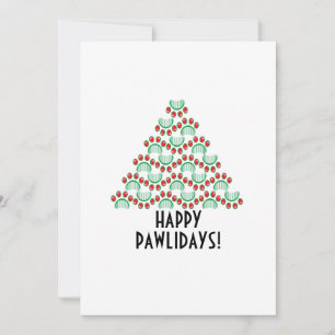 Cartes Pour Fêtes Annuelles Joyeux pawlidays, empreinte de patte formant arbre