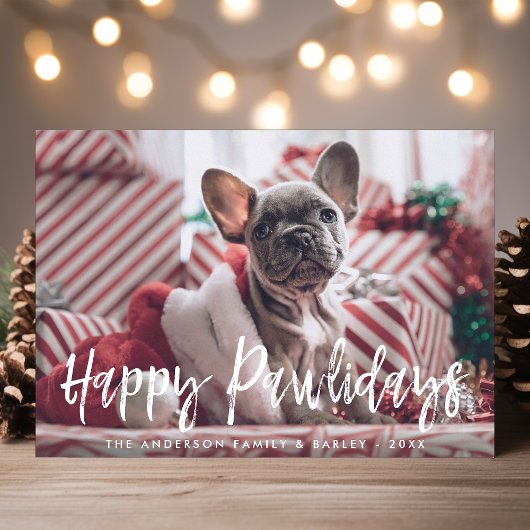 Cartes Pour Fêtes Annuelles Joyeux Pawlidays Funny Script moderne Pet Chien ph
