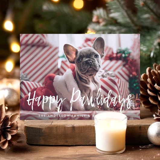 Cartes Pour Fêtes Annuelles Joyeux Pawlidays Funny Script moderne Pet Chien ph