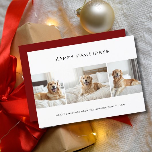 Cartes Pour Fêtes Annuelles Joyeux Pawlidays Golder Retriver Chien Photo Anima