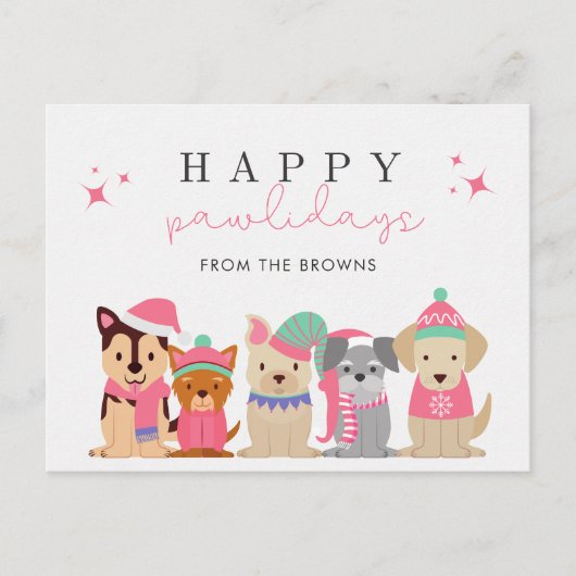 Cartes Pour Fêtes Annuelles Joyeux Pawlidays Mignonne Chien Noël (Devant)