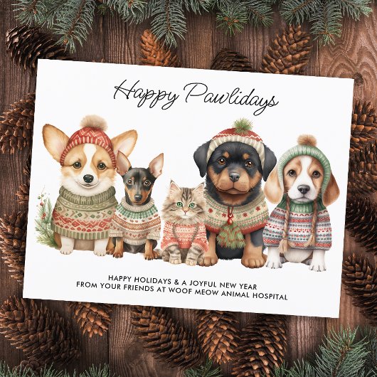 Cartes Pour Fêtes Annuelles Joyeux Pawlidays Noël Chien Chat Animal de compagn