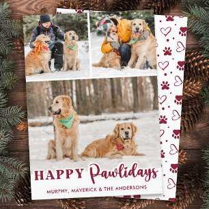 Cartes Pour Fêtes Annuelles Joyeux Pawlidays Personnalisé Chien moderne 3 Phot
