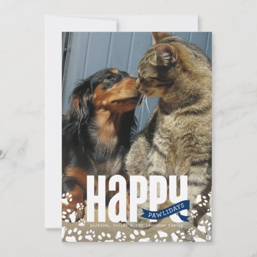 Cartes Pour Fêtes Annuelles Joyeux Pawlidays Pet Christmas Photo Card (Devant)