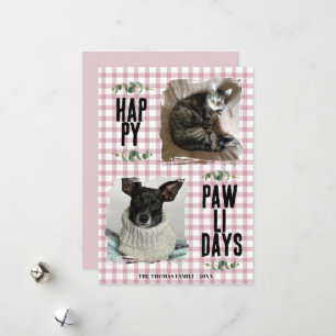 Cartes Pour Fêtes Annuelles Joyeux Pawlidays Photos de Compagnon à Carreaux Vi