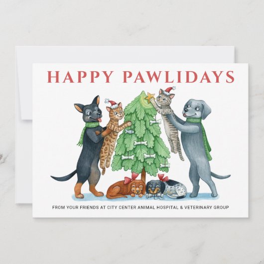 Cartes Pour Fêtes Annuelles Joyeux Pawlidays Vétérinaire (Devant)