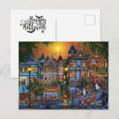 Cartes Pour Fêtes Annuelles Joyeux paysage d'Halloween (Devant / Derrière)