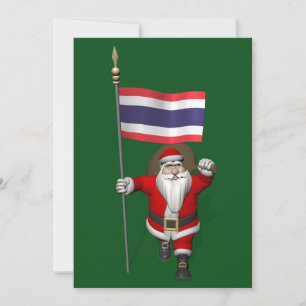 Cartes Pour Fêtes Annuelles Joyeux Père Noël Avec Drapeau De Thaïlande
