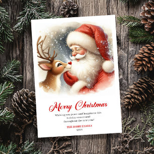 Cartes Pour Fêtes Annuelles Joyeux Père Noël Classique Avec Carton de Vœux de