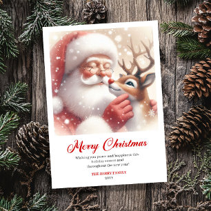 Cartes Pour Fêtes Annuelles Joyeux Père Noël Classique Avec Rudolph Noël Salut