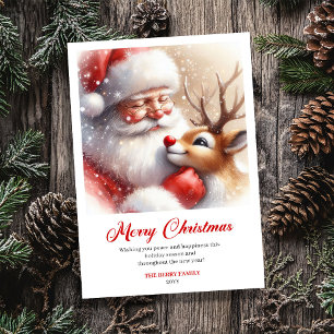 Cartes Pour Fêtes Annuelles Joyeux Père Noël Rudolph Classique Art Noël Félici
