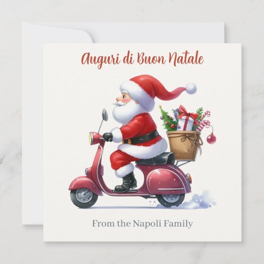 Cartes Pour Fêtes Annuelles Joyeux Père Noël Scooter Italie Noël (Devant)
