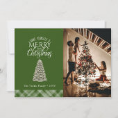 Cartes Pour Fêtes Annuelles Joyeux Petit Arbre de Noël Vert Plaid (Devant)