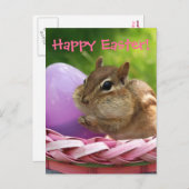 Cartes Pour Fêtes Annuelles Joyeux Petit Chipmunk de Pâques (Devant / Derrière)