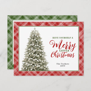 Cartes Pour Fêtes Annuelles Joyeux petit Noël Aquarelle Arbre Plaid