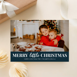 Cartes Pour Fêtes Annuelles Joyeux petit Noël bleu moderne photo Script