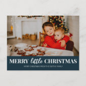 Cartes Pour Fêtes Annuelles Joyeux petit Noël bleu moderne photo Script (Devant)