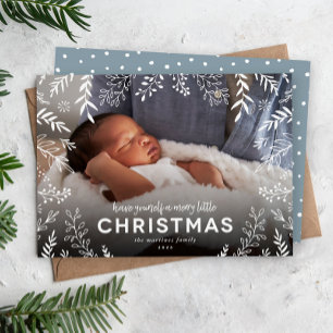 Cartes Pour Fêtes Annuelles Joyeux petit Noël Botanique Superposition Photo