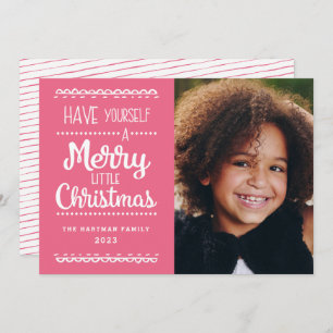 Cartes Pour Fêtes Annuelles Joyeux petit Noël mignon photo rose