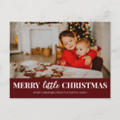 Cartes Pour Fêtes Annuelles Joyeux petit Noël Rouge moderne Script photo (Devant)