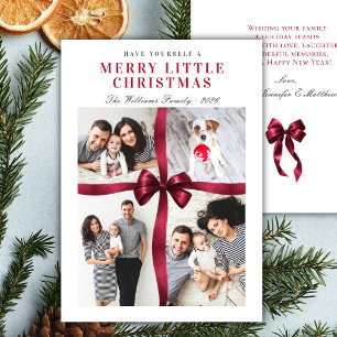 Cartes Pour Fêtes Annuelles Joyeux petit Noël Ruban Rouge 4 Photo Noël