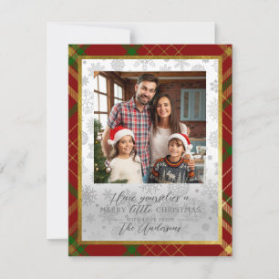 Cartes Pour Fêtes Annuelles Joyeux petit Noël Tartan rouge et or