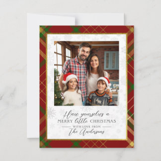 Cartes Pour Fêtes Annuelles Joyeux petit Noël | Tartan rouge et or