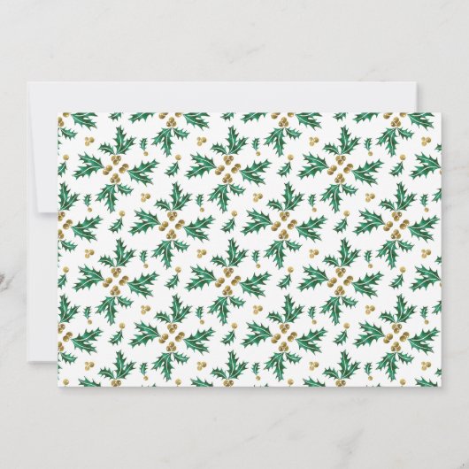 Cartes Pour Fêtes Annuelles Joyeux petit Noël Vert or Holly Aquarelle (Dos)