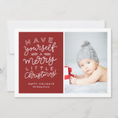 Cartes Pour Fêtes Annuelles Joyeux petit script de Noël rouge (Devant)