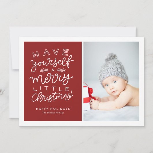 Cartes Pour Fêtes Annuelles Joyeux petit script de Noël rouge (Devant)