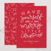 Cartes Pour Fêtes Annuelles Joyeux petit script de Noël rouge (Devant / Derrière)