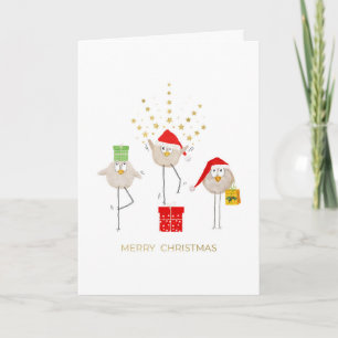 Cartes Pour Fêtes Annuelles Joyeux Petits Oiseaux Fantaisistes Noël