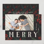 Cartes Pour Fêtes Annuelles Joyeux photo typographique Botaniques (Devant / Derrière)