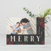 Cartes Pour Fêtes Annuelles Joyeux photo typographique Botaniques (Debout devant)