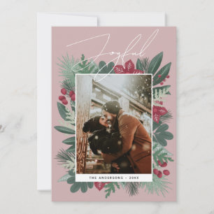 Cartes Pour Fêtes Annuelles Joyeux. Photographie botanique de Noël d'hiver