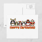 Cartes Pour Fêtes Annuelles Joyeux pingouins de Noël (Devant / Derrière)