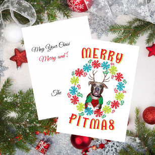 Cartes Pour Fêtes Annuelles Joyeux Pitmas Pitbull Reindeer