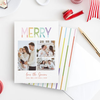 Cartes Pour Fêtes Annuelles Joyeux plaisir coloré trois noël photo