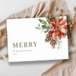 Cartes Pour Fêtes Annuelles Joyeux Poinsettia Bund'aquarelle Pine Noël<br><div class="desc">Si vous avez besoin d'une personnalisation supplémentaire,  n'hésitez pas à m'envoyer un message sur yellowfebstudio@gmail.com .</div>
