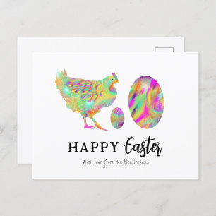 Cartes Pour Fêtes Annuelles Joyeux Poulet de Pâques et oeufs aquarelle