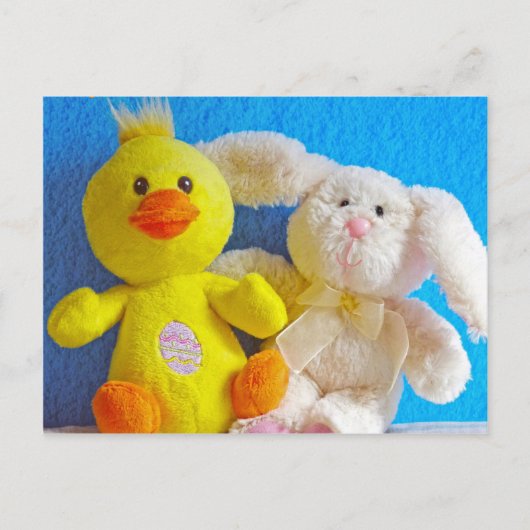 Cartes Pour Fêtes Annuelles Joyeux poussin de Pâques + lapin (Devant)