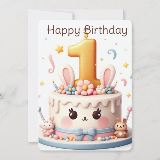 Cartes Pour Fêtes Annuelles Joyeux premier anniversaire (Devant)