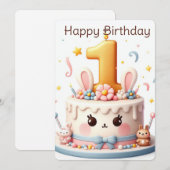 Cartes Pour Fêtes Annuelles Joyeux premier anniversaire (Devant / Derrière)