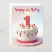 Cartes Pour Fêtes Annuelles Joyeux premier anniversaire (Devant / Derrière)