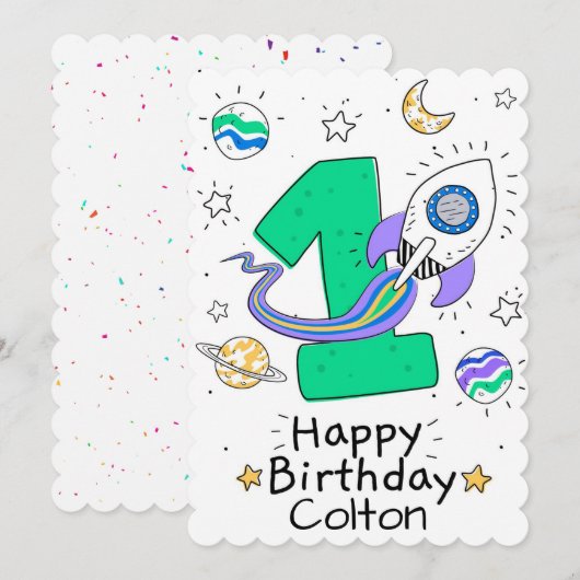 Cartes Pour Fêtes Annuelles Joyeux premier anniversaire (Devant / Derrière)